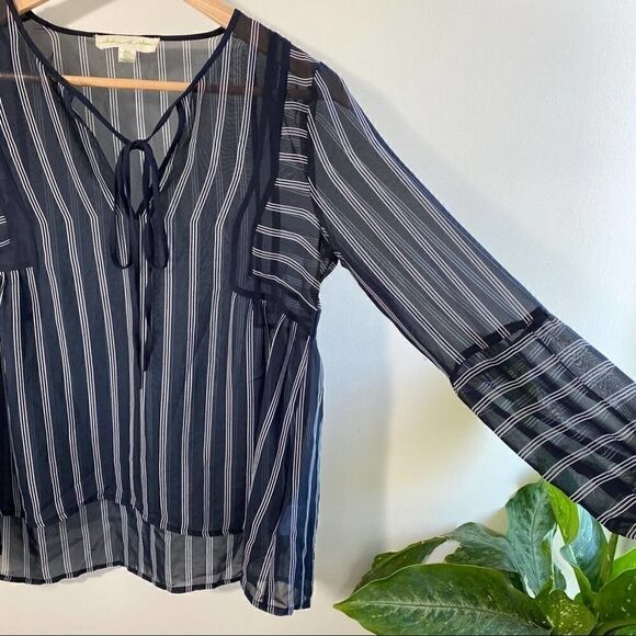 Staring at stars navy stripe long sleeve blouse - Picture 6 of 8